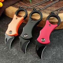 mini folding edc pocket knife keychain portable camping tool
