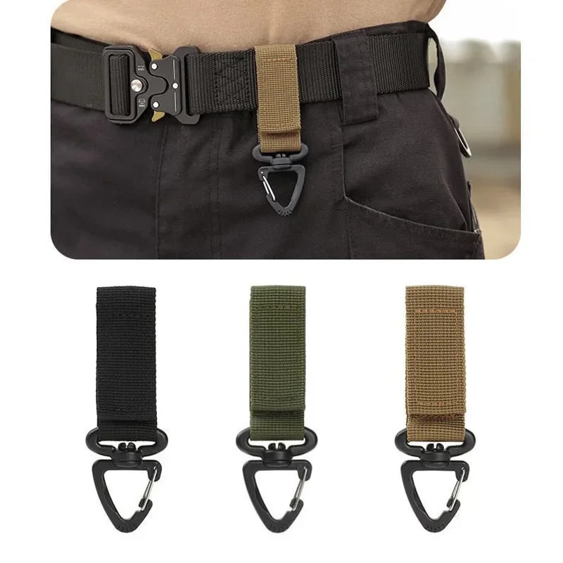 Rotating Tactical Carabiner Clip Set Durable MOLLE Key Hook For Backpack Camping Gear 0