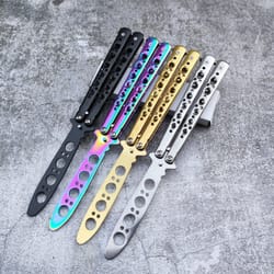 butterfly knife trainer foldable safe practice balisong for skills training & cosplay