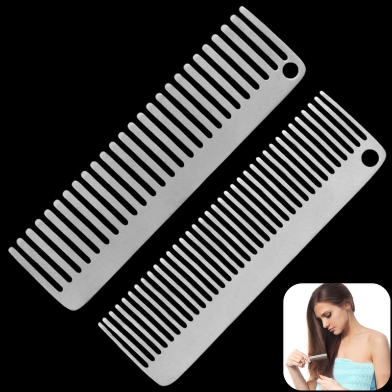 Titanium Pocket Comb Keychain Lightweight Portable Camping EDC Grooming Tool 0