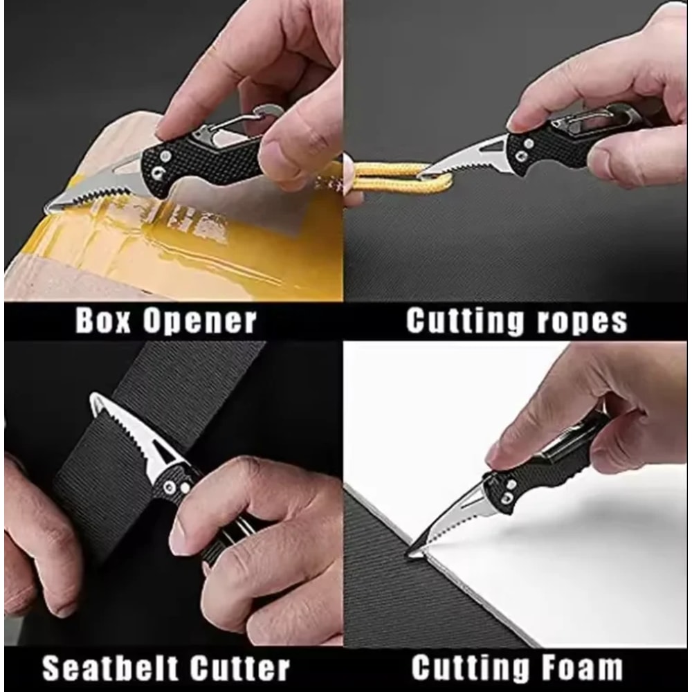 Portable Folding Knife Keychain Box Cutter Compact EDC Utility Knife For Camping And Everyday Use 3
