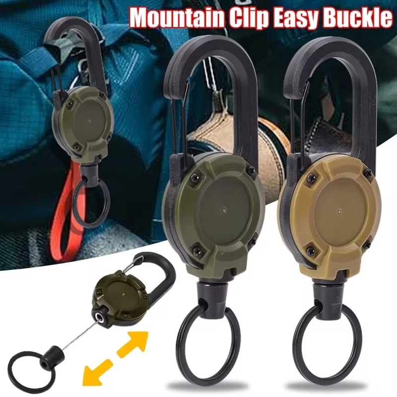 Heavy Duty Retractable Keychain With Carabiner Secure Tactical Key Holder 1