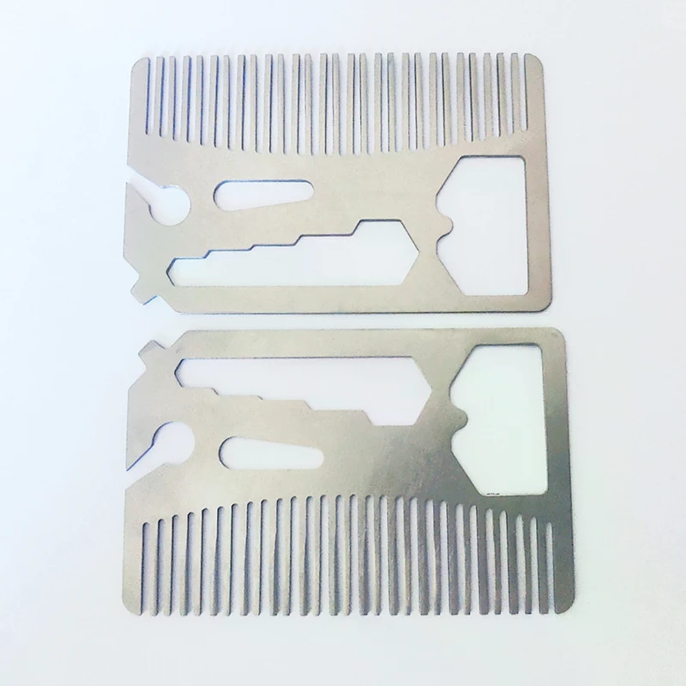 Stainless Steel Wallet Multitool Comb Card with Bottle Opener for Beard Grooming & Everyday Carry