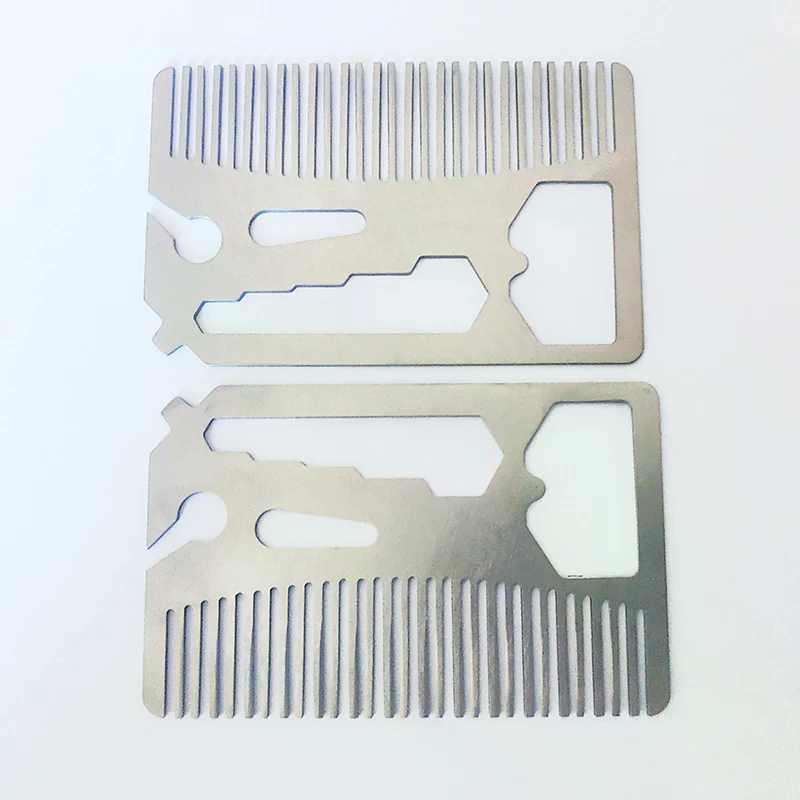 Stainless Steel Wallet Multitool Comb Card with Bottle Opener for Beard Grooming & Everyday Carry