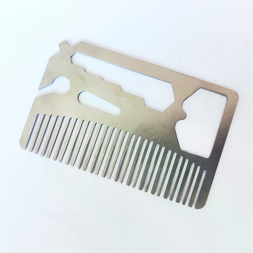 Stainless Steel Wallet Multitool Comb Card with Bottle Opener for Beard Grooming & Everyday Carry