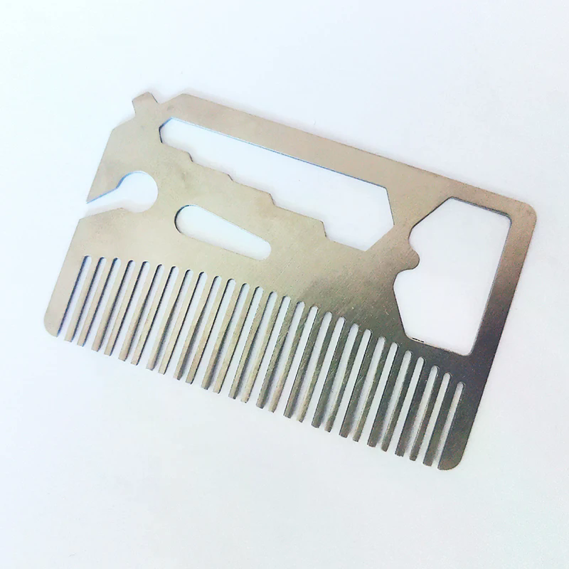 Stainless Steel Wallet Multitool Comb Card with Bottle Opener for Beard Grooming & Everyday Carry