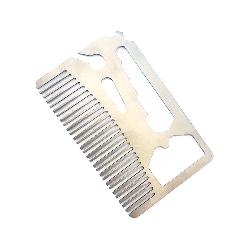 Stainless Steel Wallet Multitool Comb Card with Bottle Opener for Beard Grooming & Everyday Carry