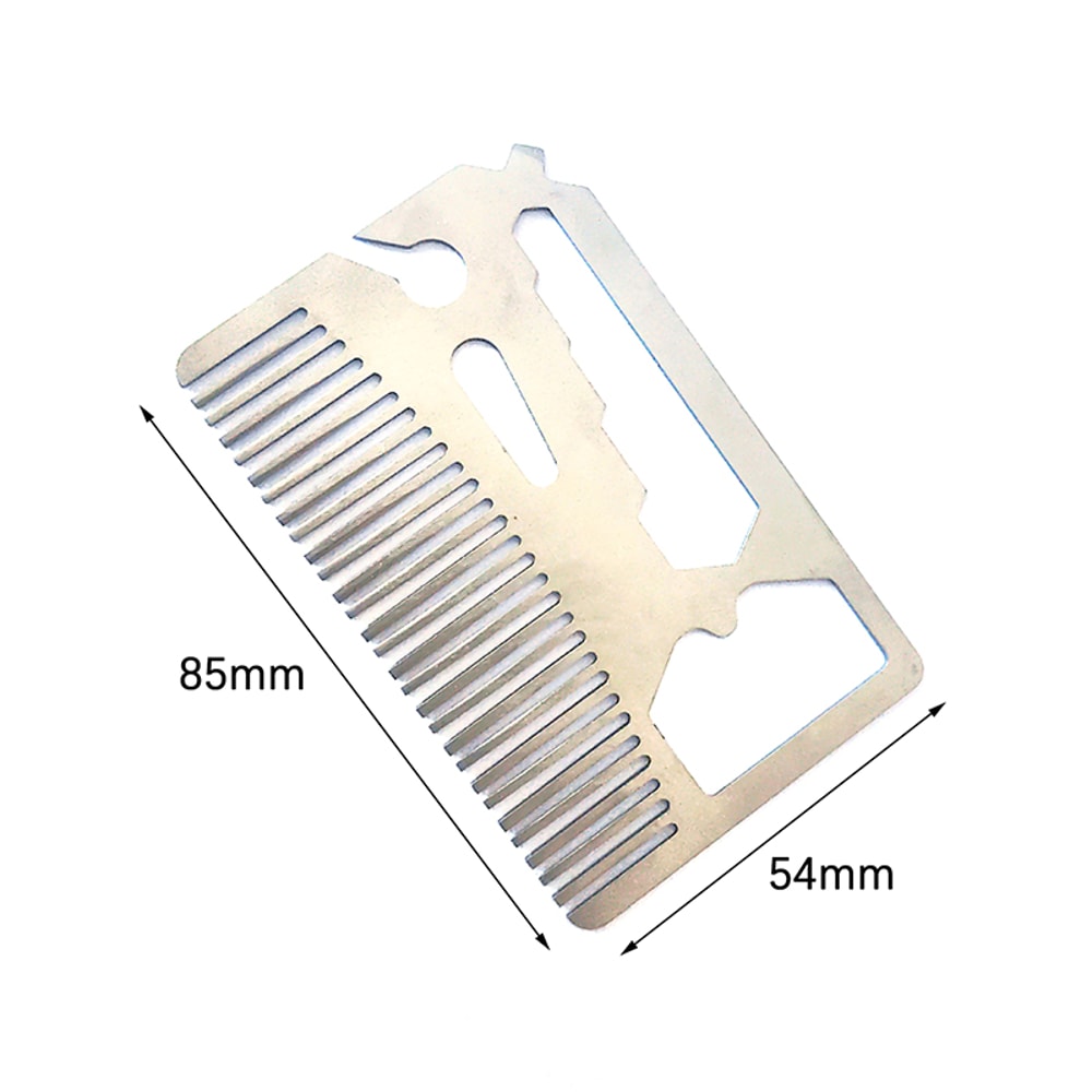 Stainless Steel Wallet Multitool Comb Card with Bottle Opener for Beard Grooming & Everyday Carry