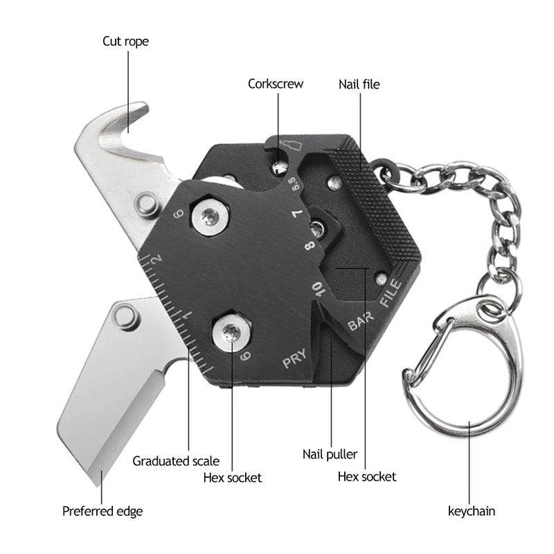 EDC Multitool Keychain Mini Screwdriver Pocket Knife Compact Survival Tool
