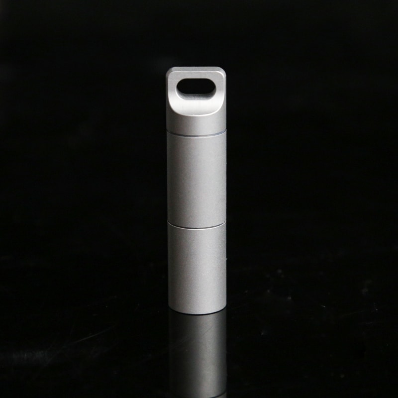 Titanium Waterproof Pill Case Keychain Mini EDC pill container for Travel & Outdoor Safety