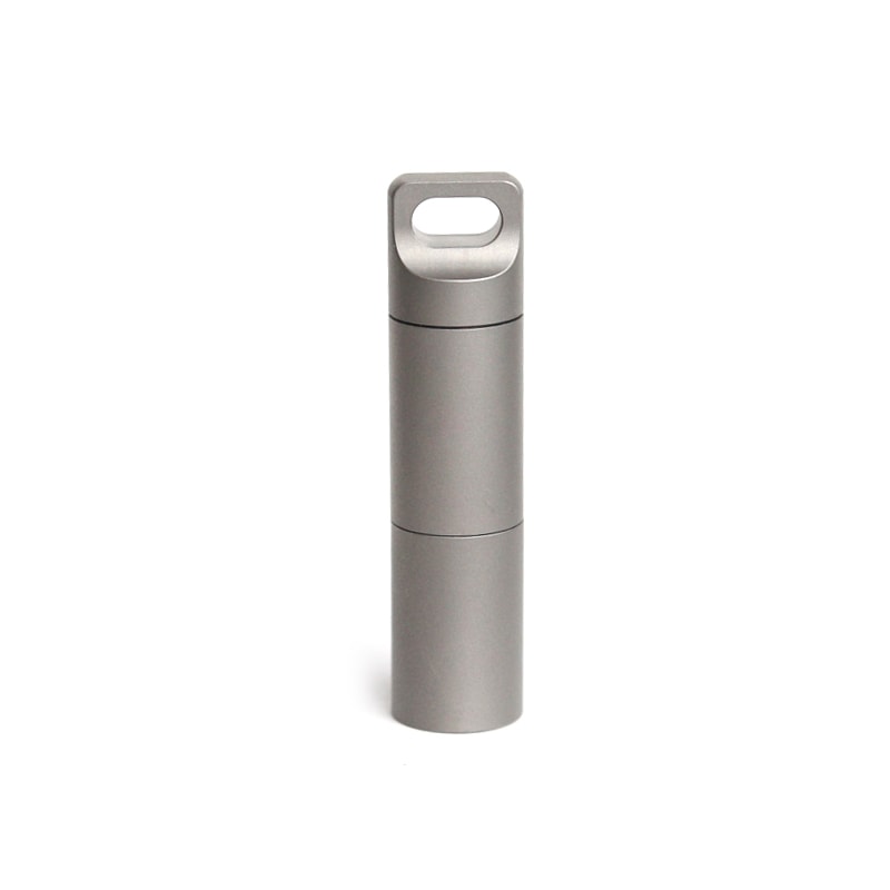 Titanium Waterproof Pill Case Keychain Mini EDC pill container for Travel & Outdoor Safety