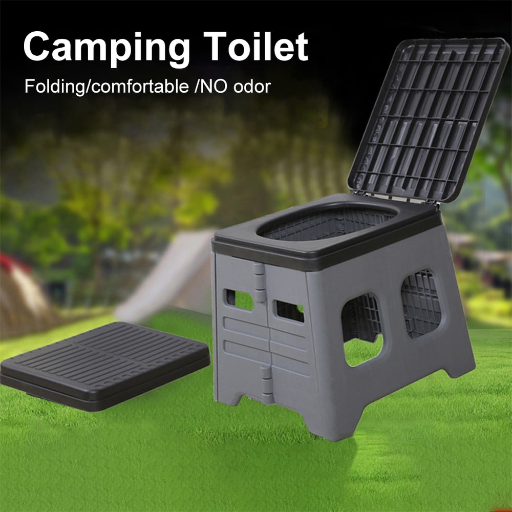 Portable Camping Toilet Foldable Travel Toilet With Lid Compact Outdoor Emergency Toilet 0