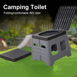 portable camping toilet foldable travel toilet with lid compact outdoor emergency toilet