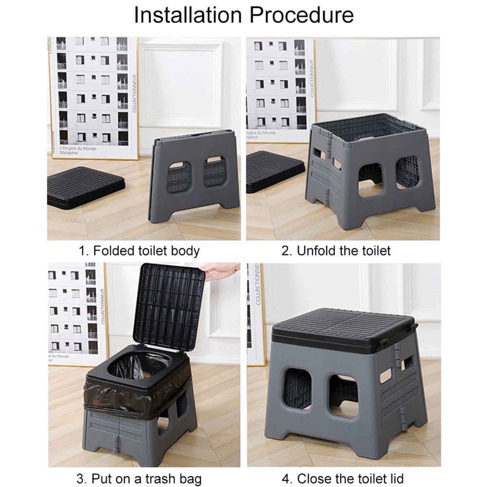 Portable Camping Toilet Foldable Travel Toilet With Lid Compact Outdoor Emergency Toilet 3
