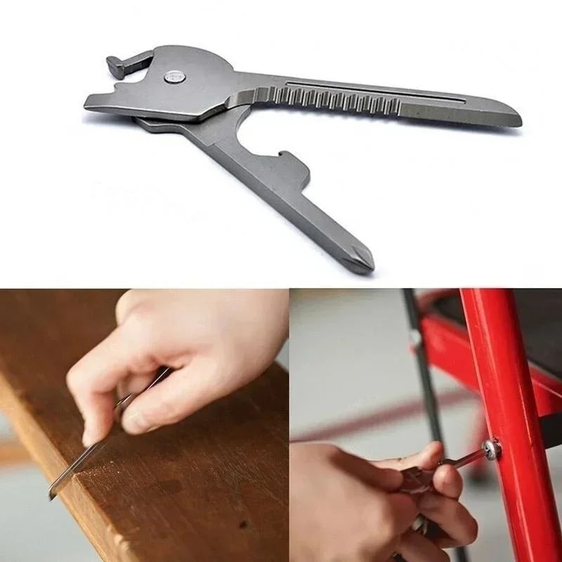 Multifunction Keychain Tool Compact EDC Survival Pocket Tool with Screwdriver & Bottle Opener