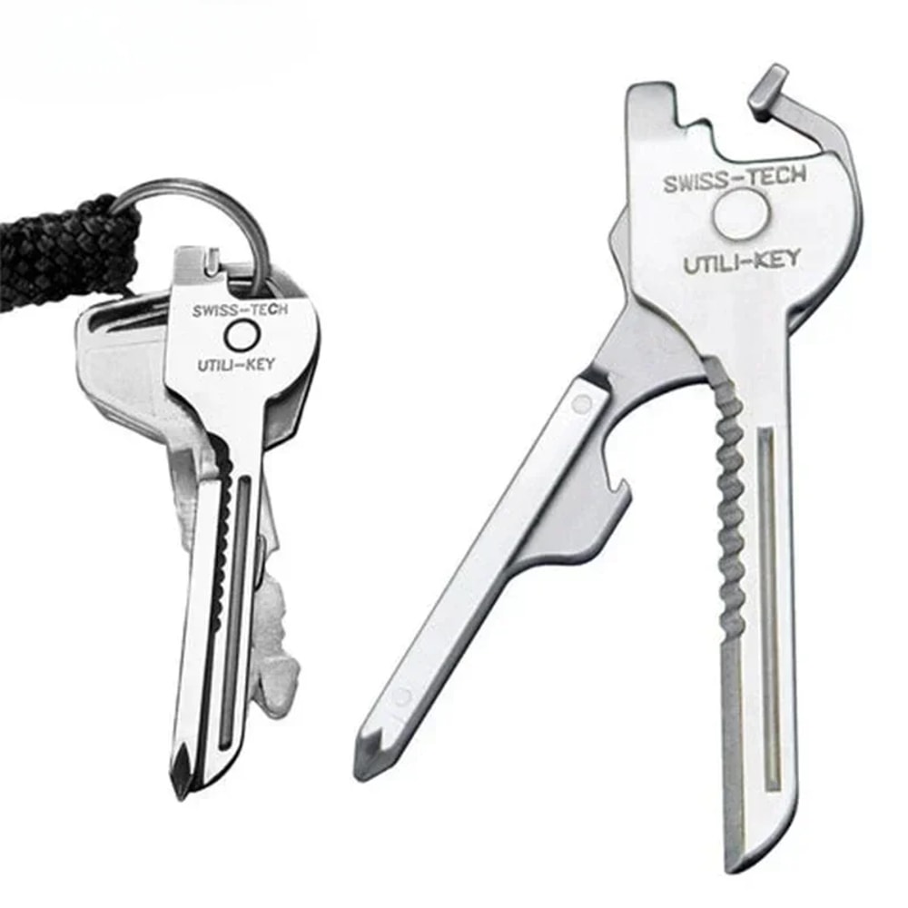 Multifunction Keychain Tool Compact EDC Survival Pocket Tool with Screwdriver & Bottle Opener