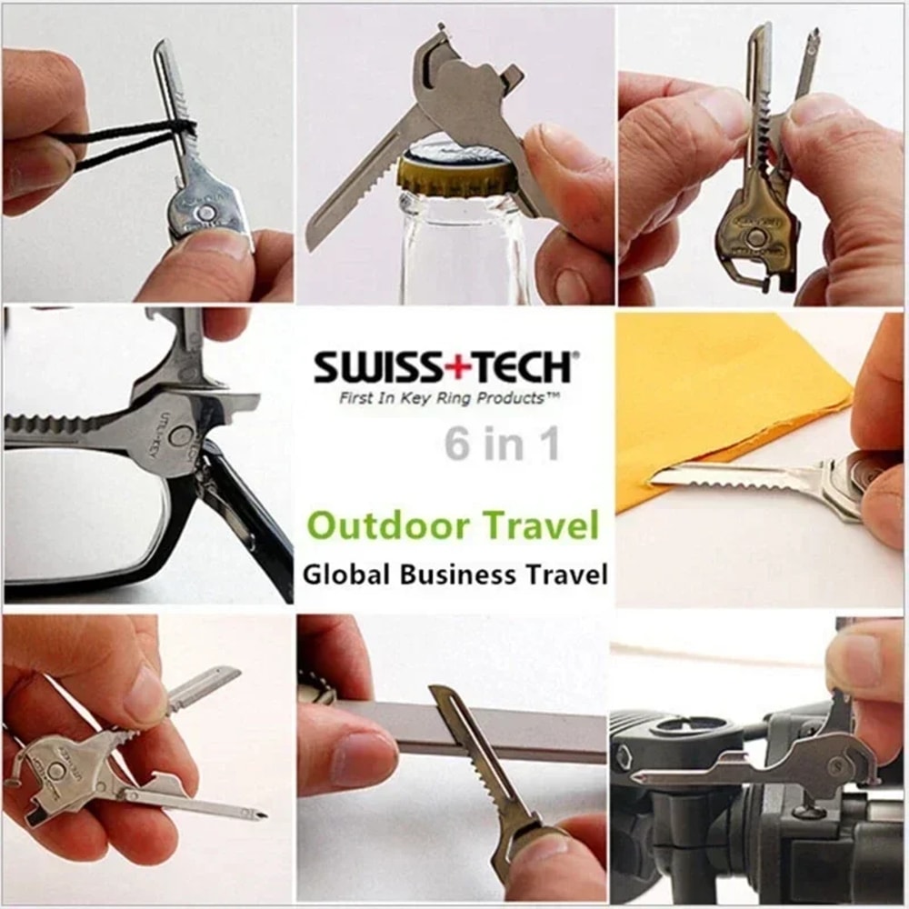 Multifunction Keychain Tool Compact EDC Survival Pocket Tool with Screwdriver & Bottle Opener
