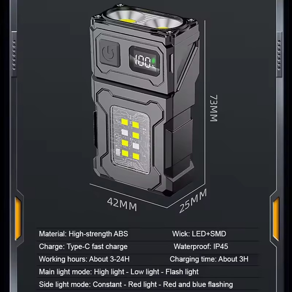 Tactical Mini Portable LED Flashlight With Clip USB Rechargeable EDC Work Light 2