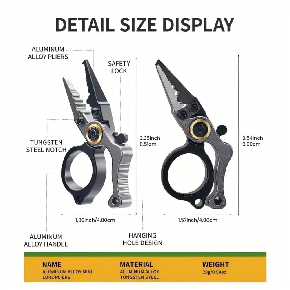 Ultimate Compact Fishing Pliers With Line Cutter Split Ring Opener Lockable Durable Angler Tool 3