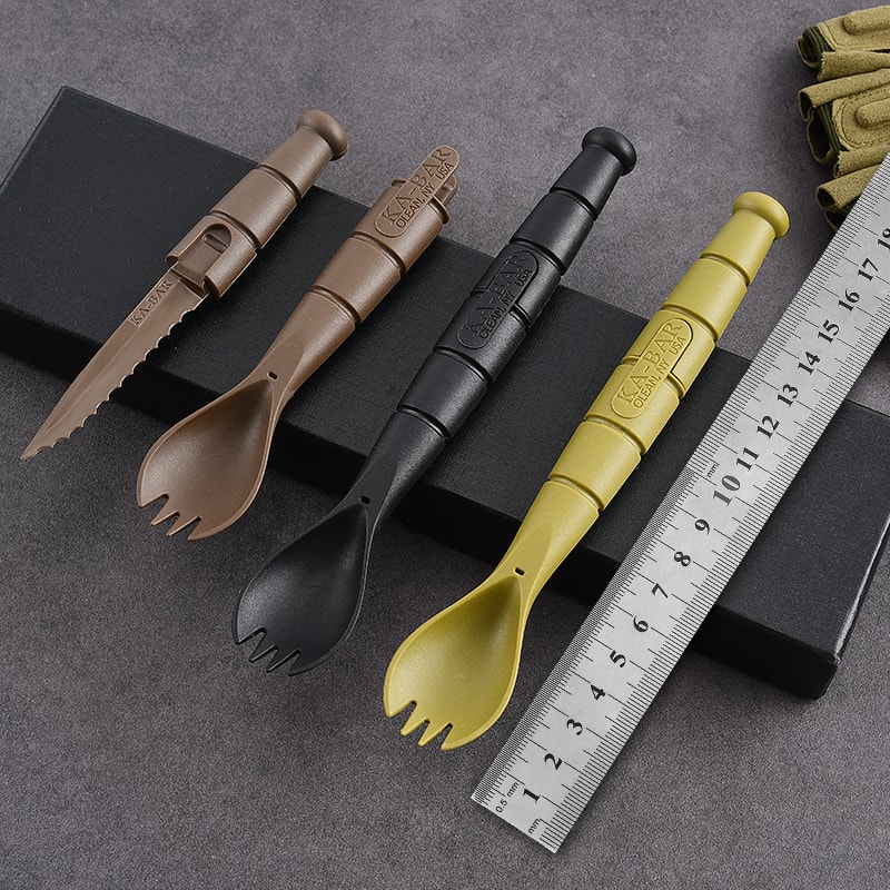 Compact Tactical EDC Utensil Set Portable Mini Tableware Knife, Fork & Spoon