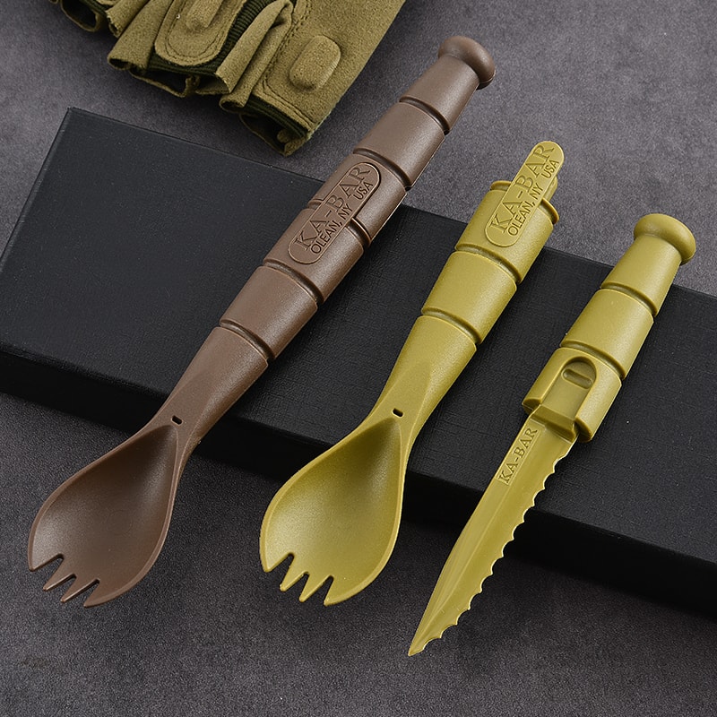 Compact Tactical EDC Utensil Set Portable Mini Tableware Knife, Fork & Spoon