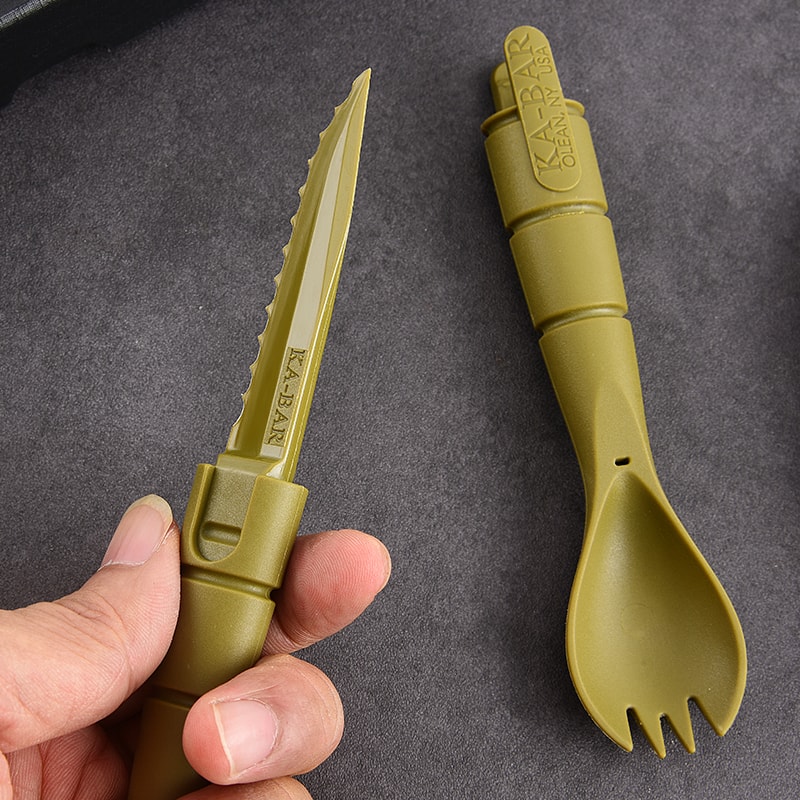 Compact Tactical EDC Utensil Set Portable Mini Tableware Knife, Fork & Spoon