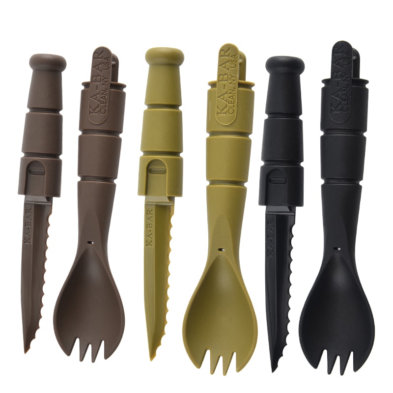 Compact Tactical EDC Utensil Set Portable Mini Tableware Knife, Fork & Spoon