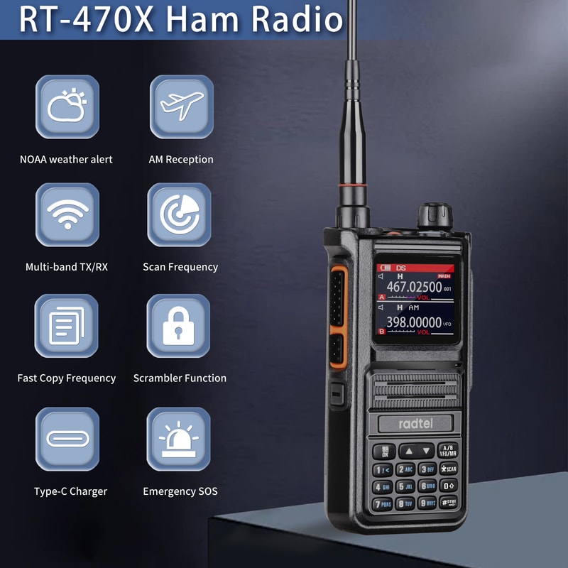 Premium Bluetooth Ham Radio Walkie Talkie Radtel RT Plus Channel Air Band Transceiver 3