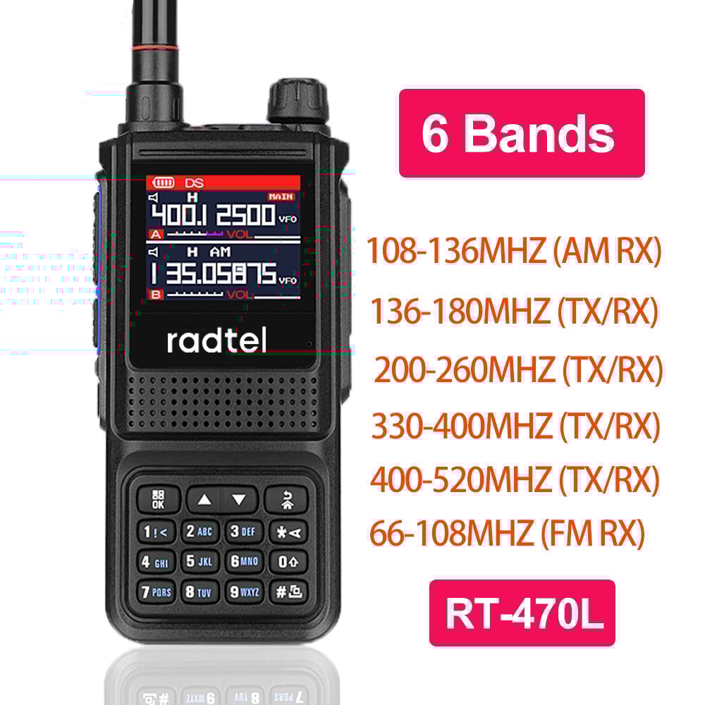 Radtel Handheld Ham Radio & Air Band Walkie Talkie with NOAA Scanner
