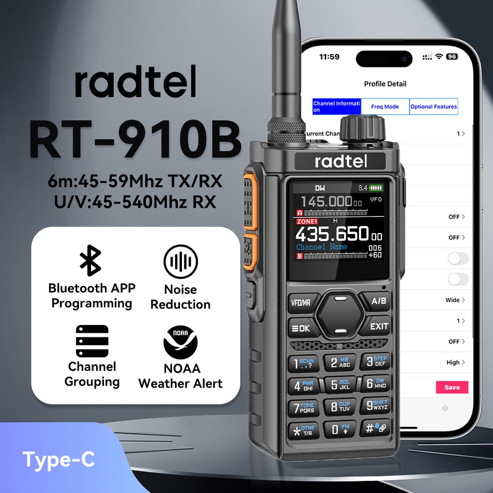 Radtel RT Bluetooth Programmable Ham Radio Walkie Talkie With Multi Band Radio Air Band Receiver 1