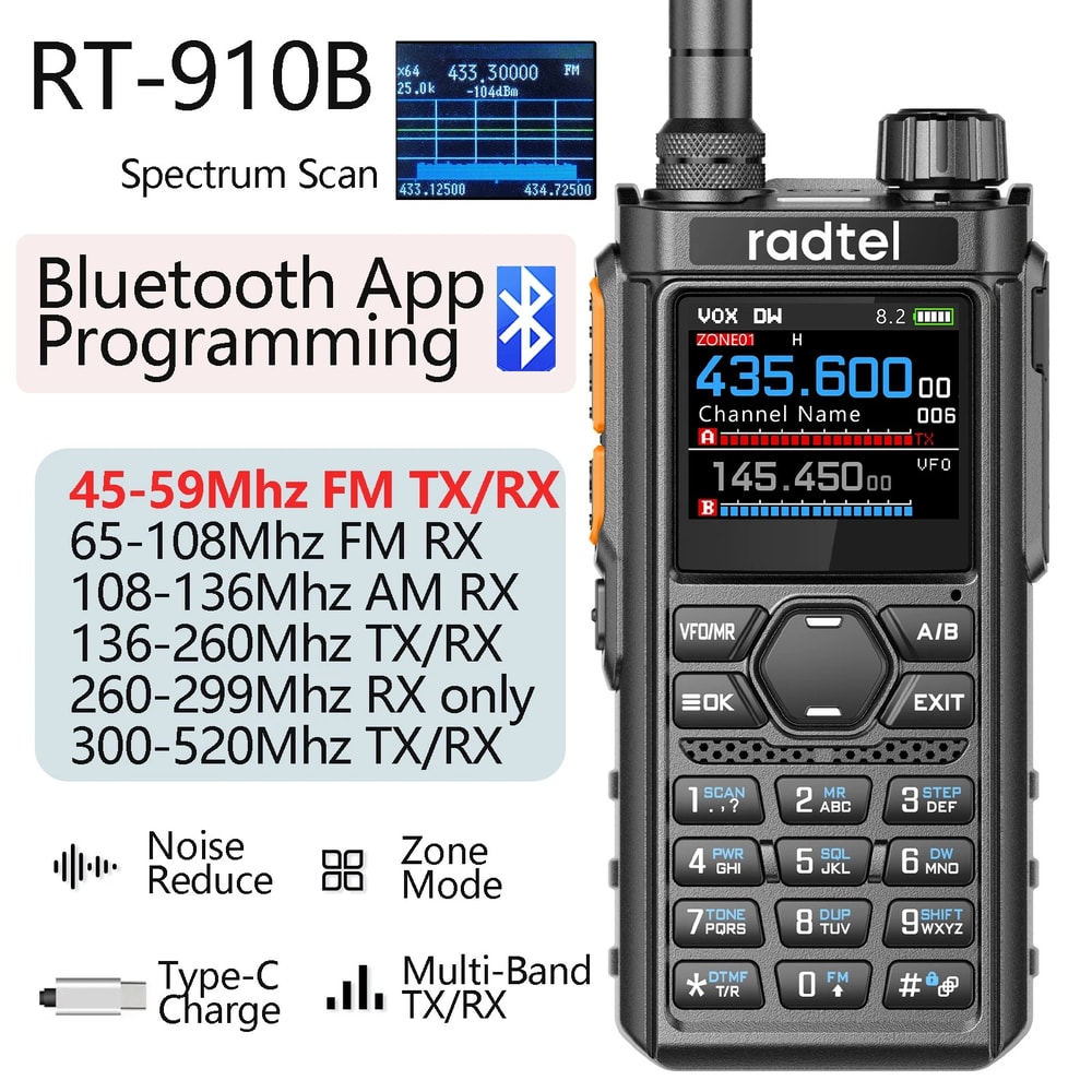 Radtel RT Bluetooth Programmable Ham Radio Walkie Talkie With Multi Band Radio Air Band Receiver 2