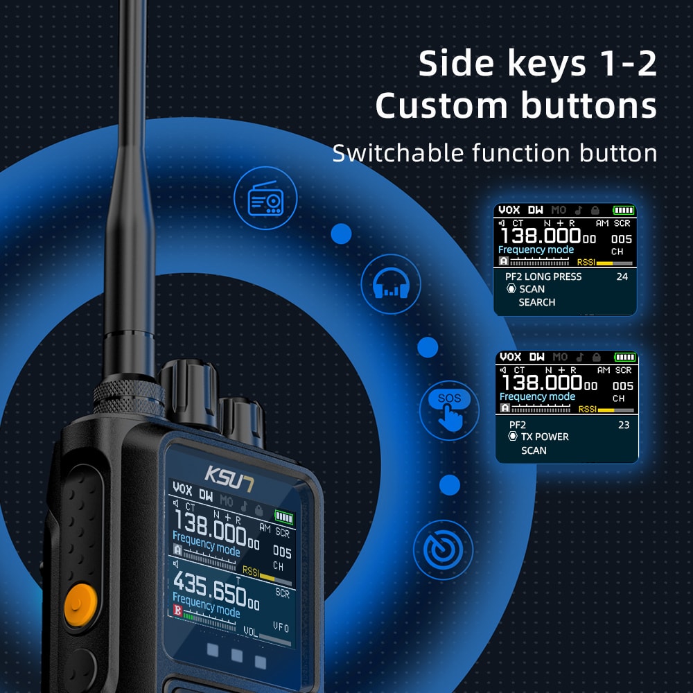 KSUN Dual Band Long Range Walkie Talkie Professional Two Way Radio 3