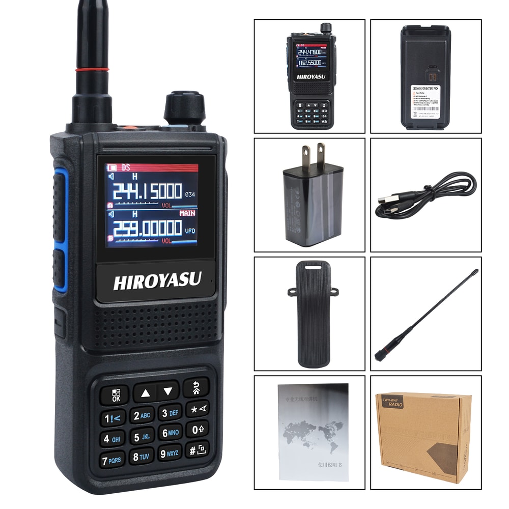 Hiroyasu HI Portable VHF UHF Two Way Radio & Air Band Radio Scanner with Channels