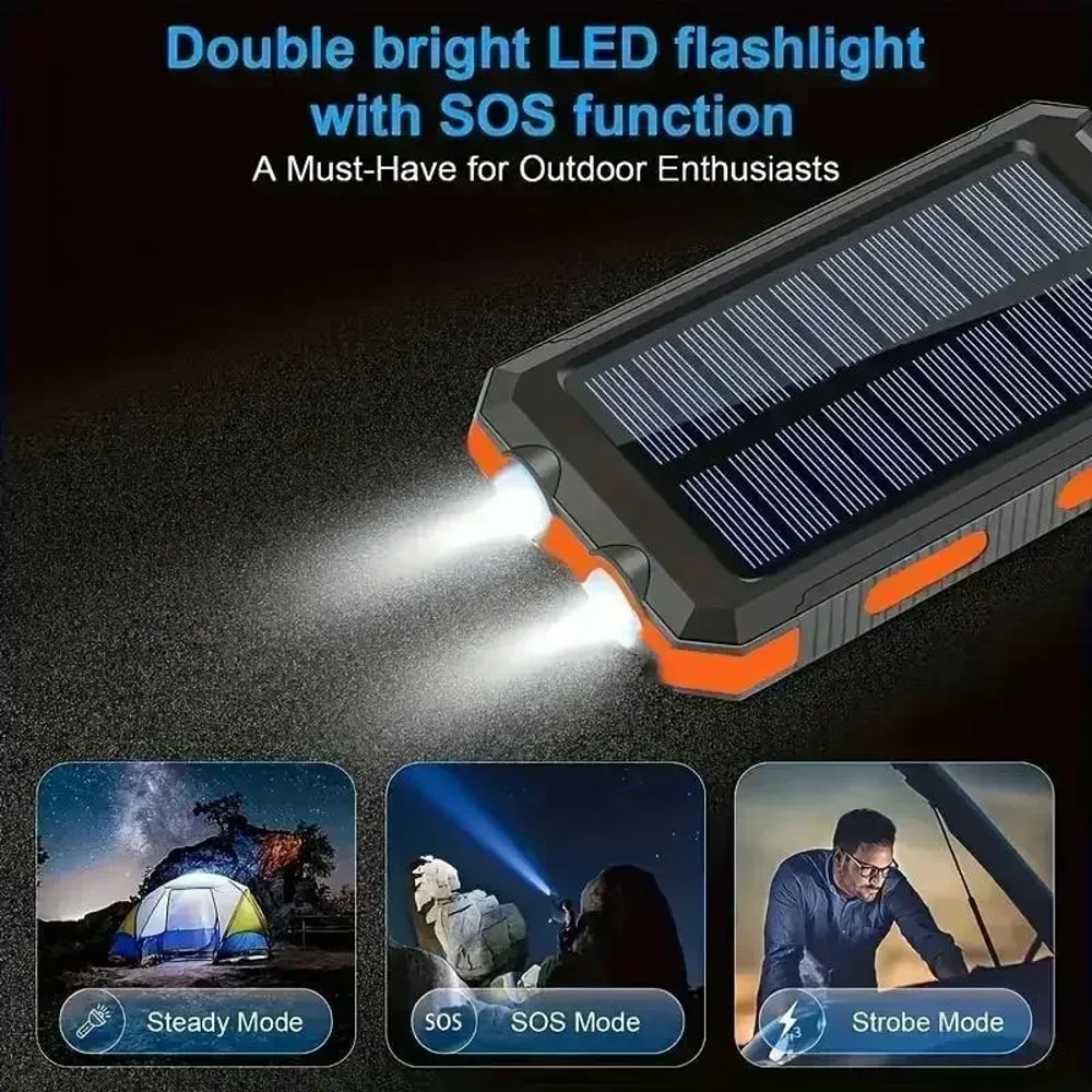 All in One Solar Power Bank with Camping Light & Compass