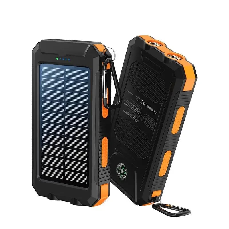 Solar Power Bank with Fast Charge & LED Light for Outdoor Camping
