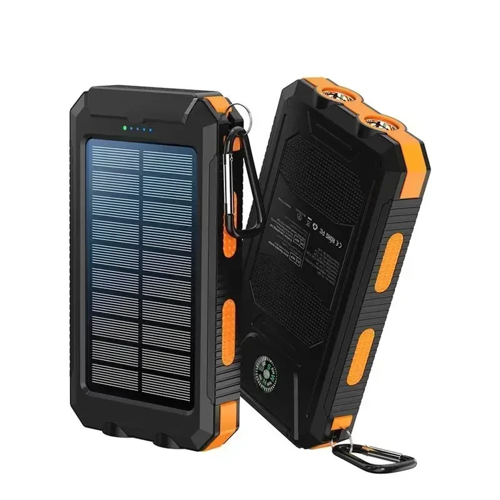 Solar Power Bank with Fast Charge & LED Light for Outdoor Camping