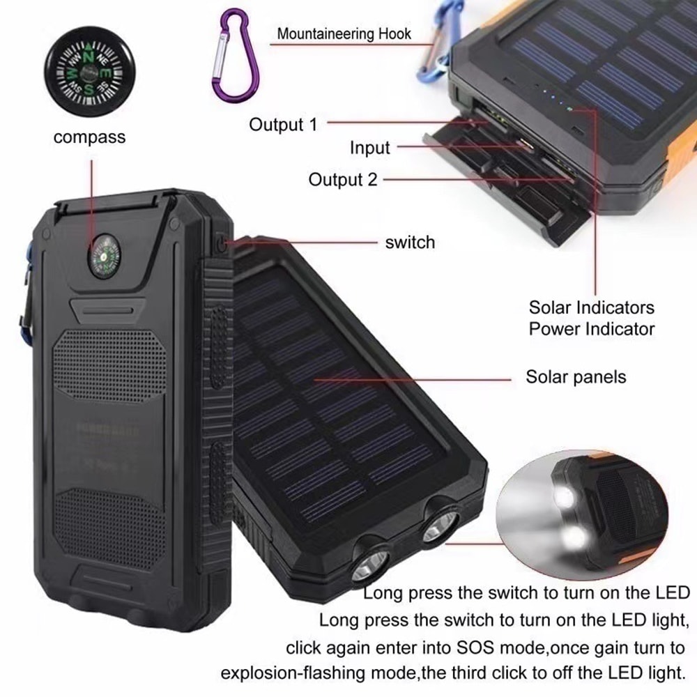 Ultra High Capacity Solar Power Bank With Fast Charging Waterproof Design 4