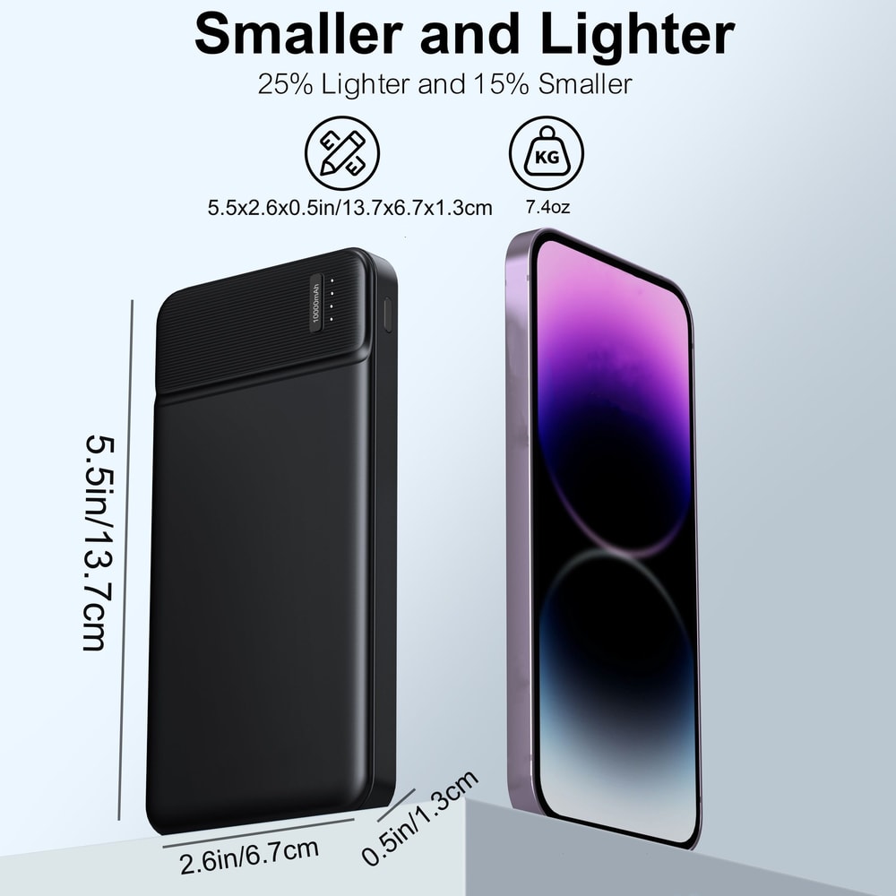 Slim PD Fast Charging Portable Charger Power Bank for Multi Device Use