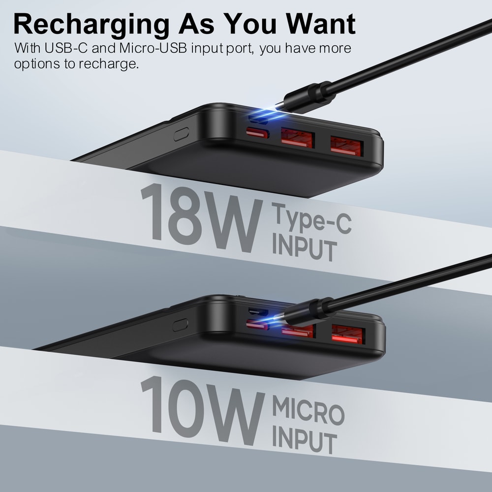 Slim PD Fast Charging Portable Charger Power Bank for Multi Device Use