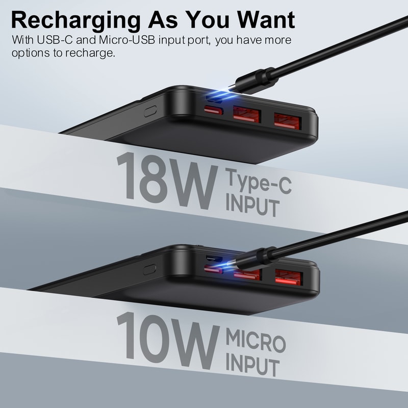 Slim PD Fast Charging Portable Charger Power Bank for Multi Device Use