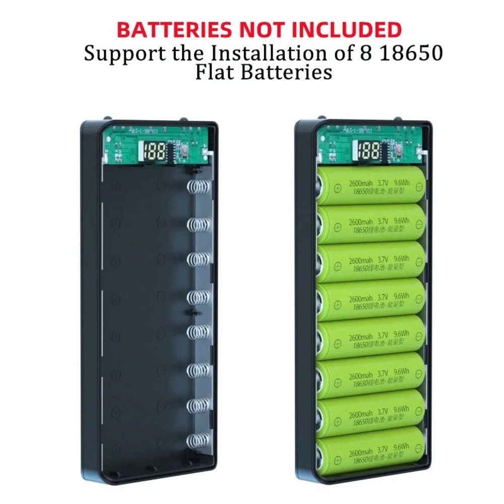 Dual USB Type C Battery Holder Power Bank Case for DIY Charging