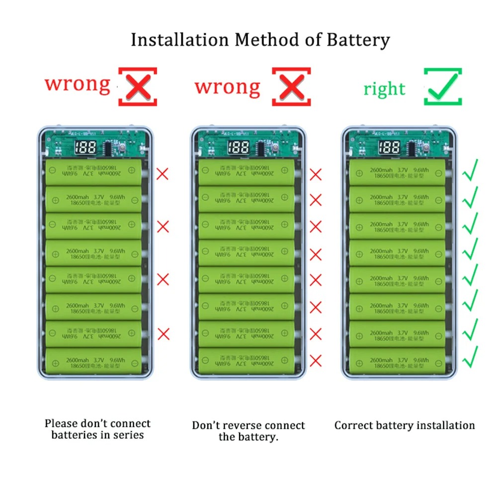 Dual USB Type C Battery Holder Power Bank Case for DIY Charging