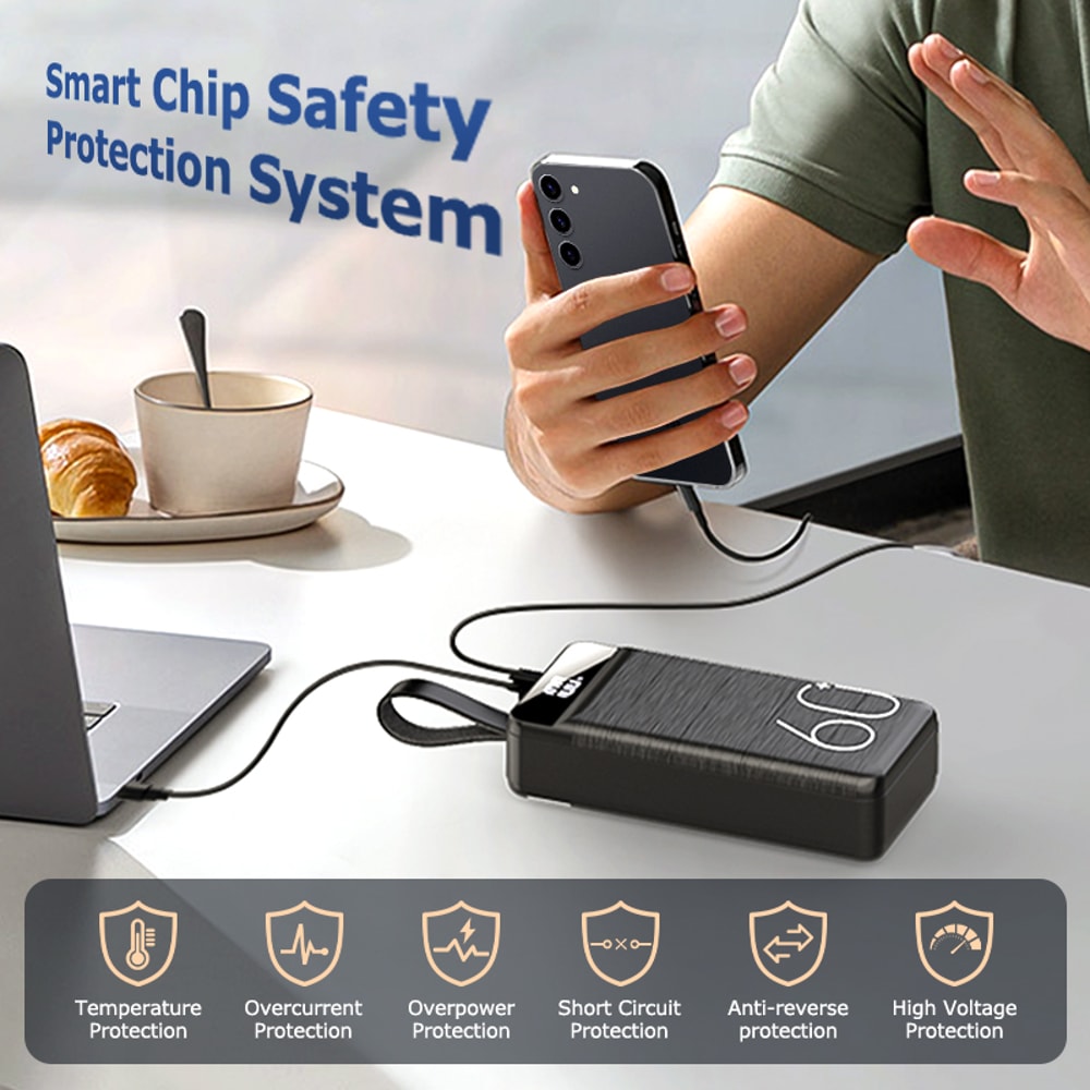 Fast Charging Power Bank Portable QC External Battery for iPhone, iPad & Xiaomi