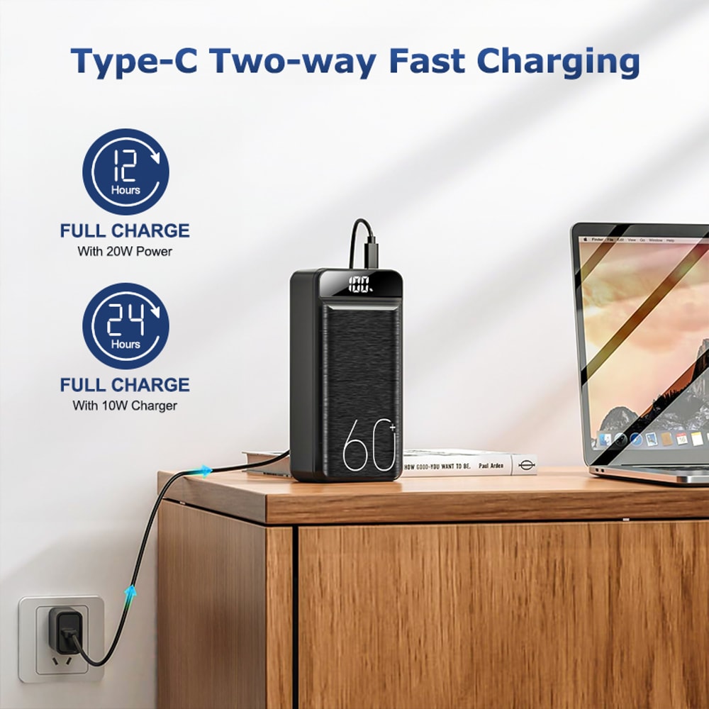 Fast Charging Power Bank Portable QC External Battery for iPhone, iPad & Xiaomi