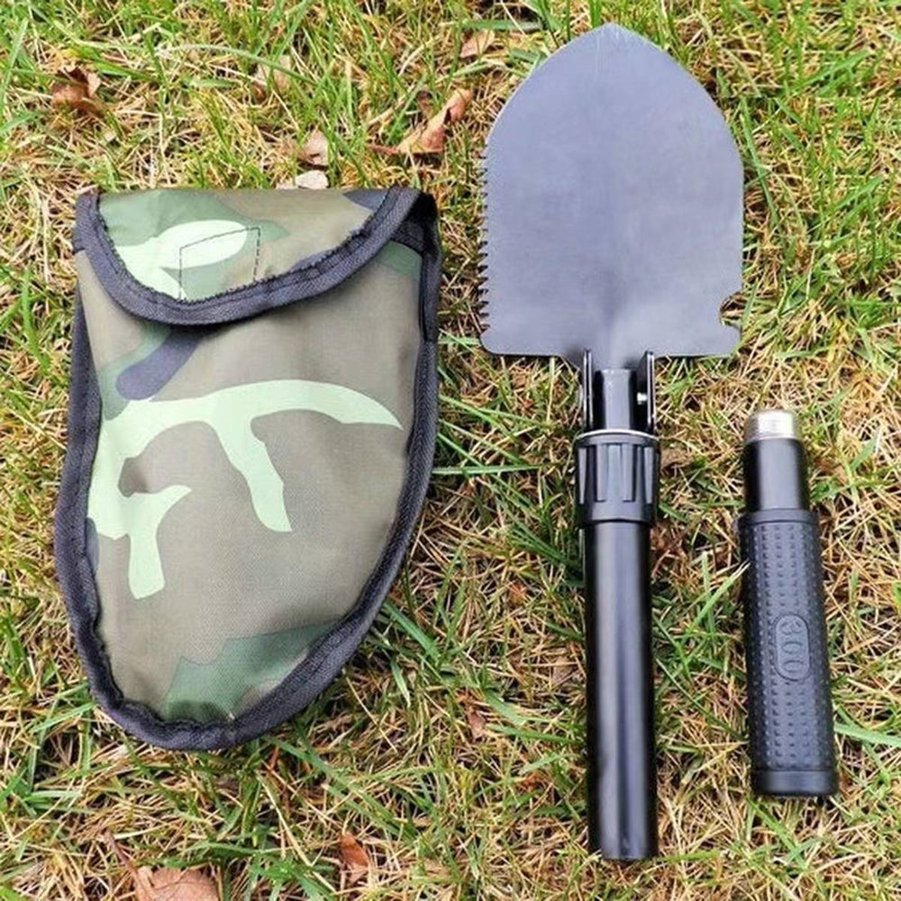 Heavy Duty Folding Camping Shovel & Survival Gardening Tool with Carrying Pouch