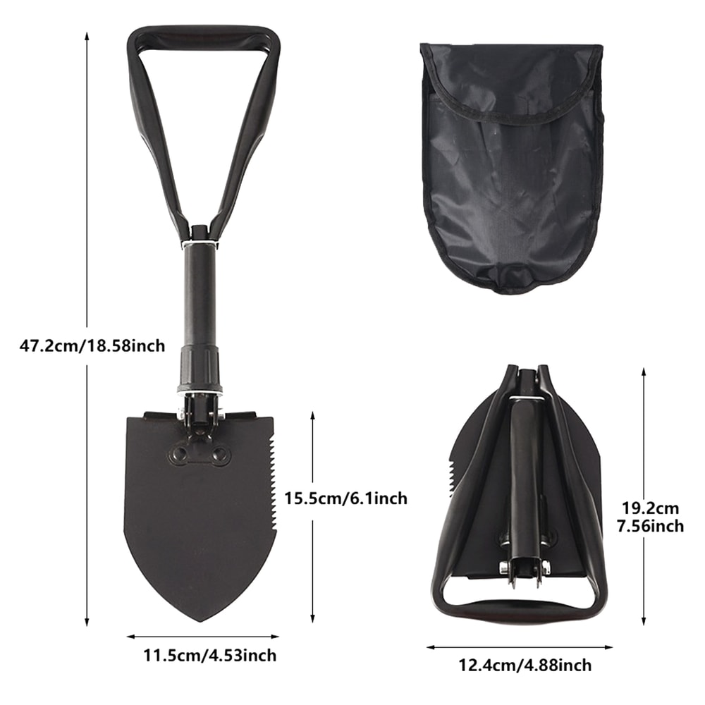 Heavy Duty Folding Survival Shovel with Camouflage Bag Multifunctional Camping Spade & Outdoor Tool