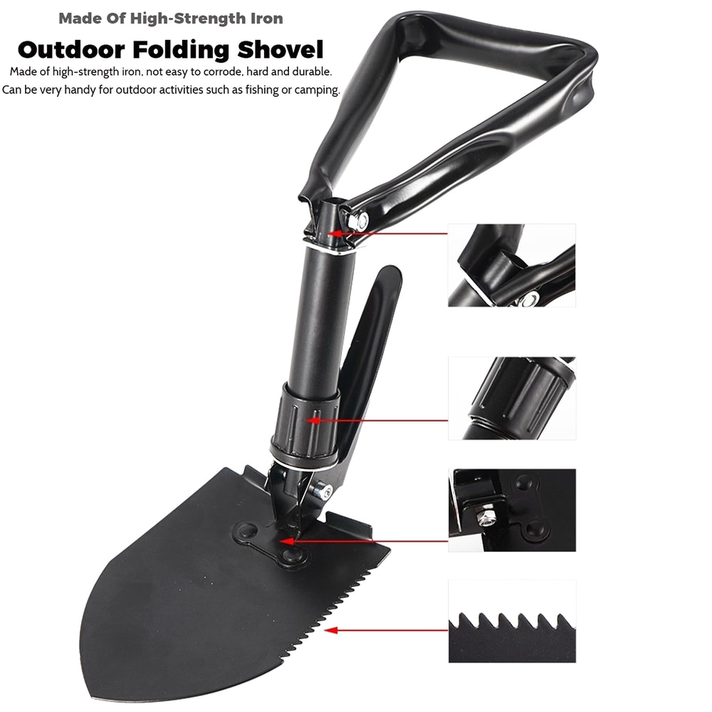 Heavy Duty Folding Survival Shovel with Camouflage Bag Multifunctional Camping Spade & Outdoor Tool