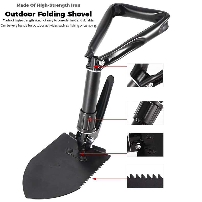 Heavy Duty Folding Survival Shovel with Camouflage Bag Multifunctional Camping Spade & Outdoor Tool