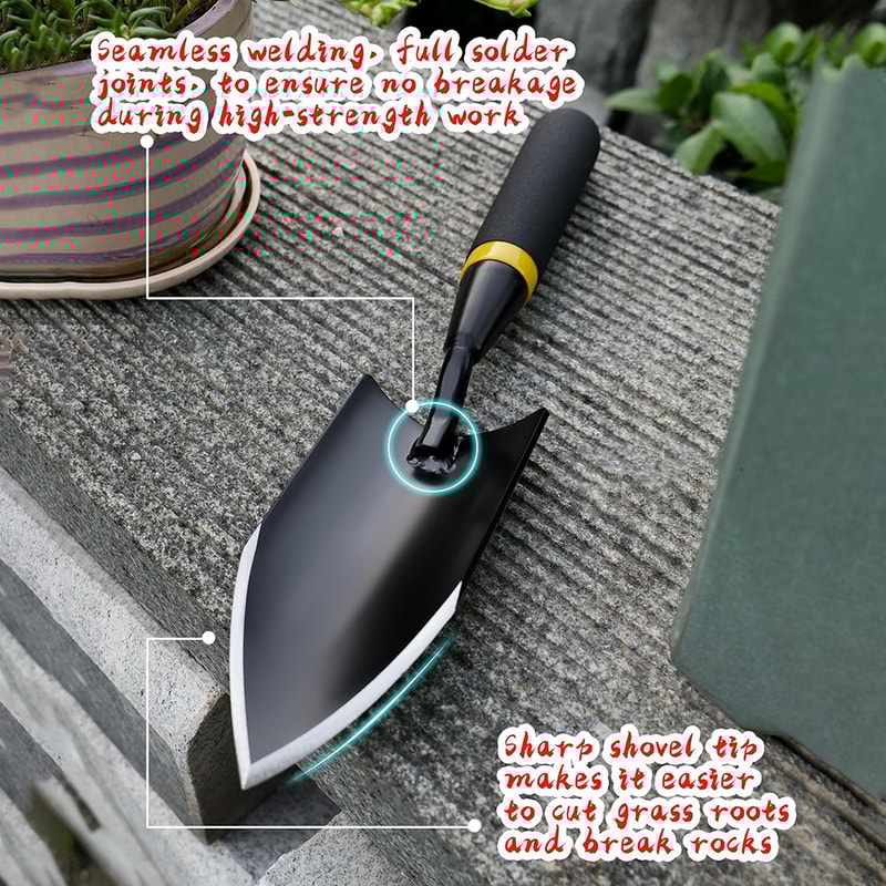 Heavy Duty Manganese Steel Garden Shovel with Ergonomic Rubber Grip Premium Soil Digging Tool