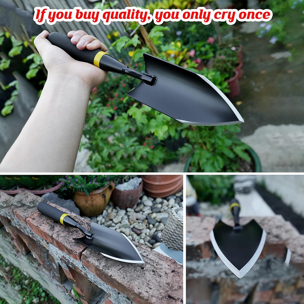 Heavy Duty Manganese Steel Garden Shovel with Ergonomic Rubber Grip Premium Soil Digging Tool